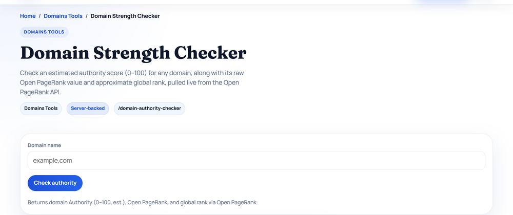 Domain Strength Checker on HighSEOTools — free in-browser SEO tool