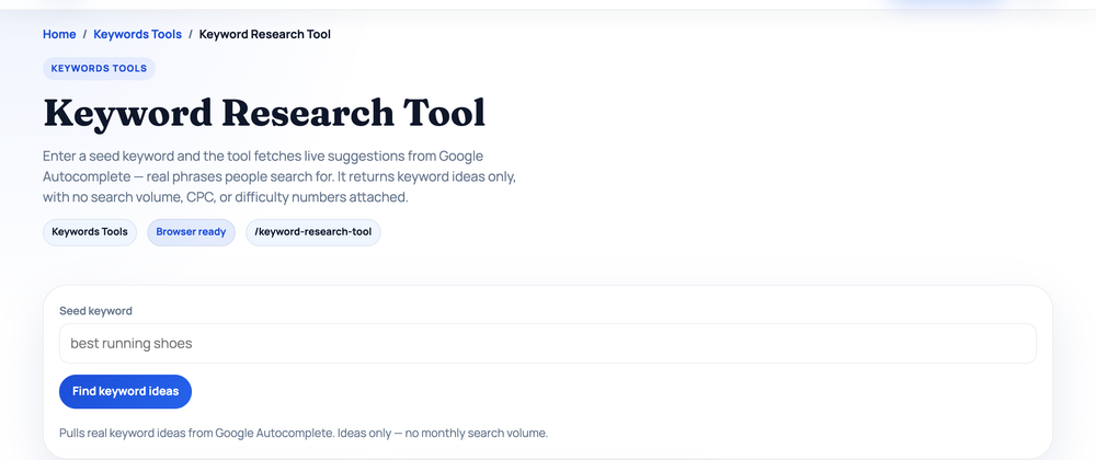 Keyword Research Tool on HighSEOTools — free in-browser SEO tool