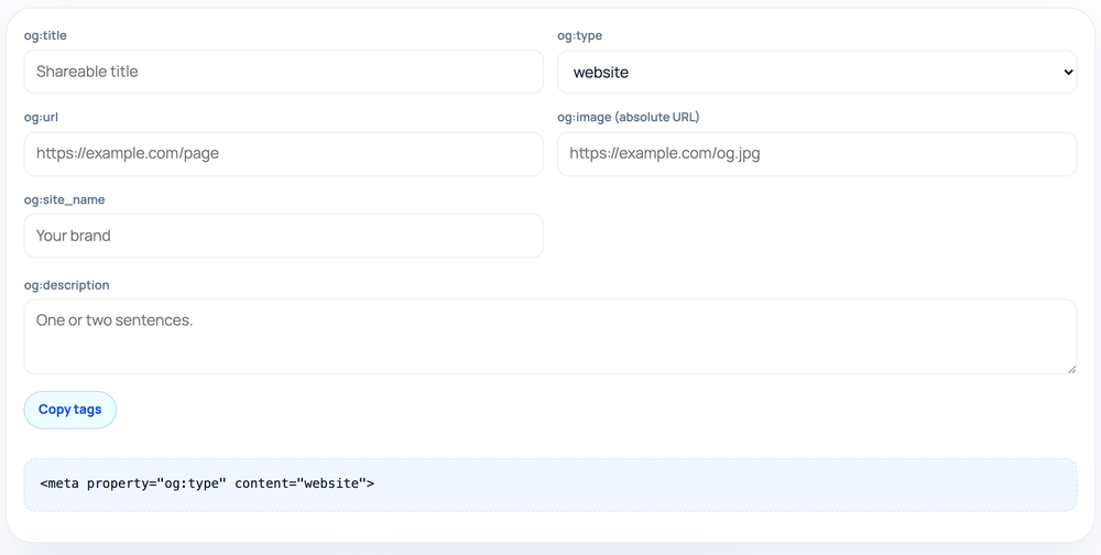 How to use the Open Graph Generator — tool screenshot